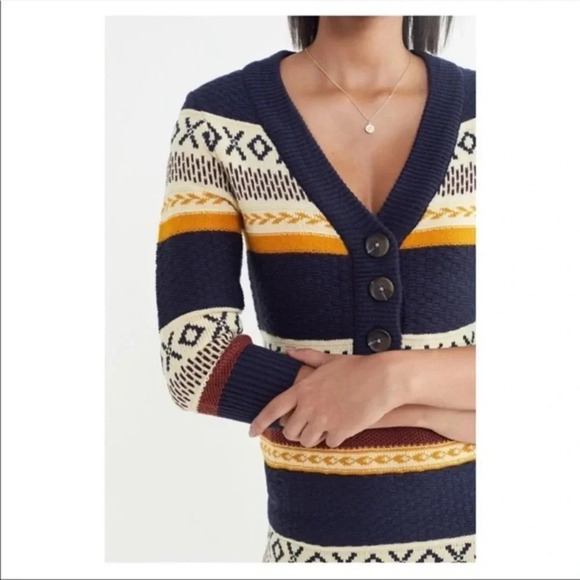 Urban Outfitters UO Isla Fair Isle Button Front Sweater Dress - Picture 3 of 9